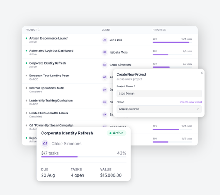 Clients and CRM workspace
